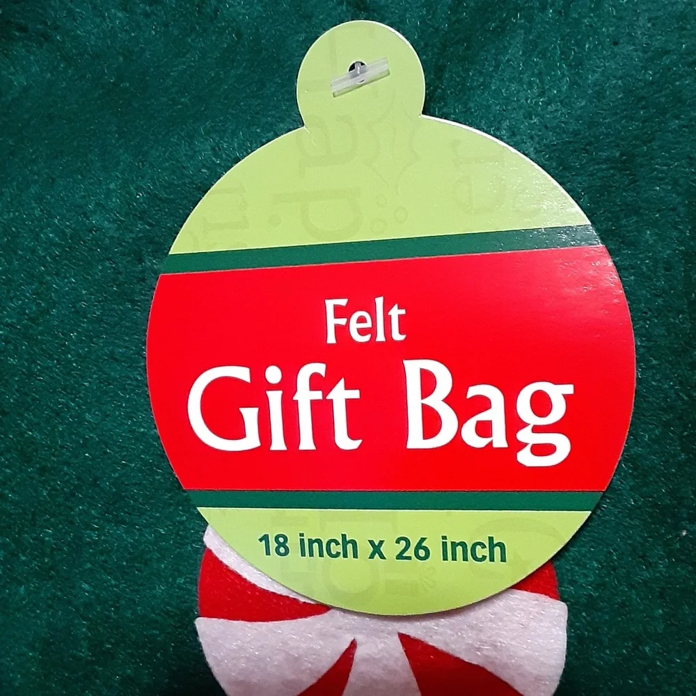 Gingerbread Green Felt Gift Bag